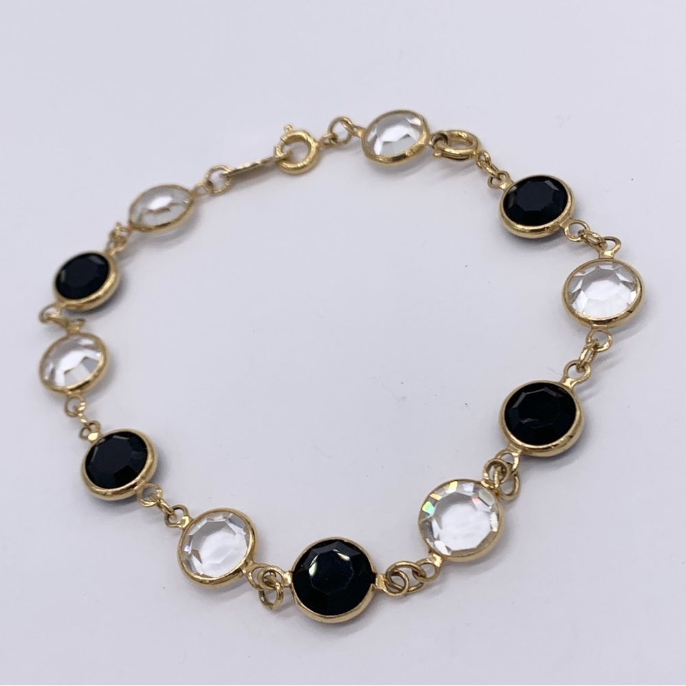 Swarovski Crystal Black and Clear Bezel Bracelet